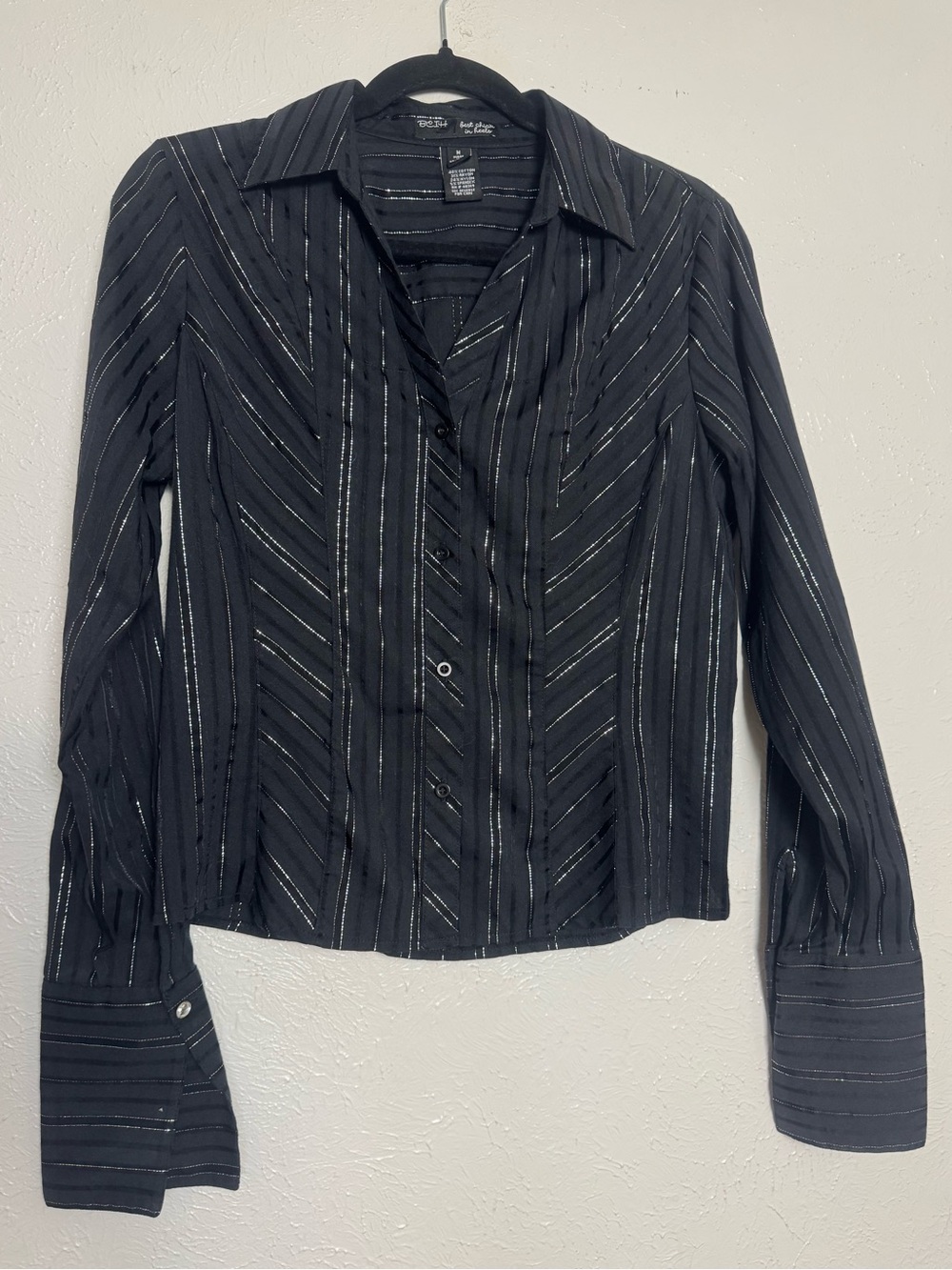Best Chick In Heels Black & Silver Cropped Button Up Blouse
